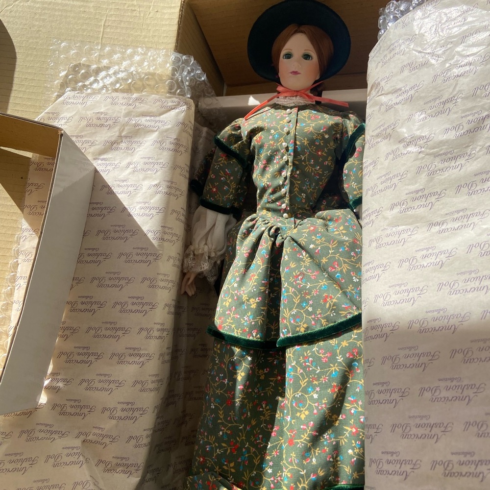 heather franklin heirloom dolls porcelain green dress 17 inches